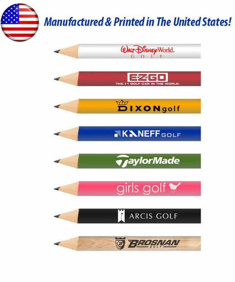 Personalized Union-Printed USA-Made Untipped Round Wooden Golf Pencil