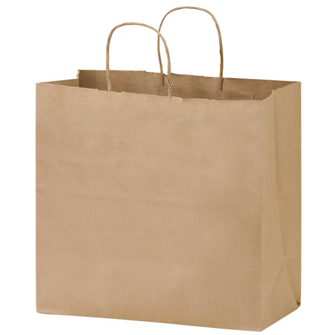 Custom Natural Kraft Paper Take-Out Twisted Paper Handle Shopper 13" x 12.75 x 7"