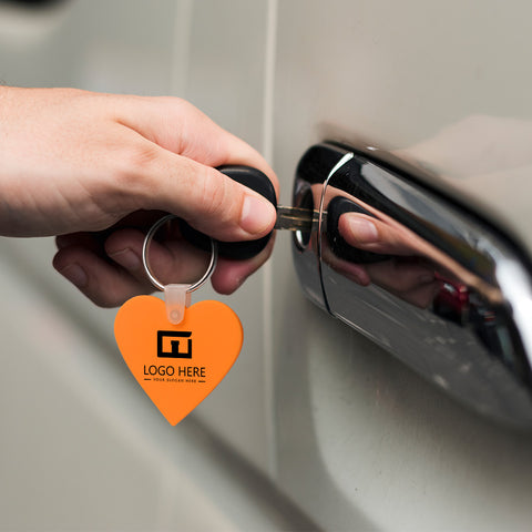 Promo Heart Shaped Silicone Key Tag Printed
