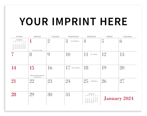 Fully Customized 12-month Staple Bound Calendar Printed
