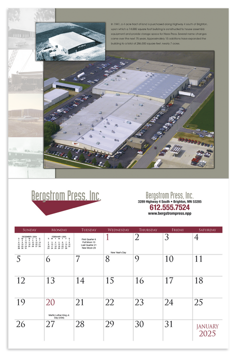 Fully Customized 12-month Staple Bound Calendar Printed
