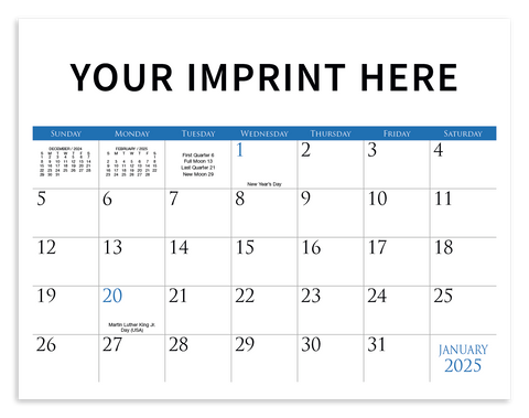 Fully Customized 12-month Staple Bound Calendar Printed