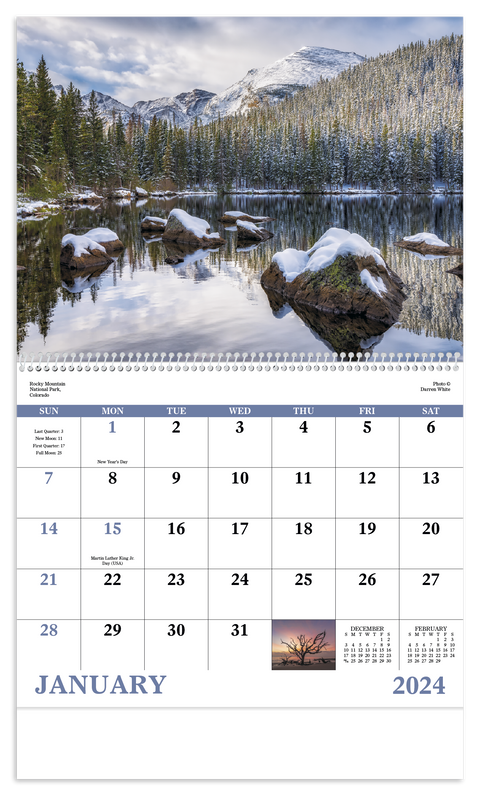 Personalized Landscapes of America Spiral Calendar Printed