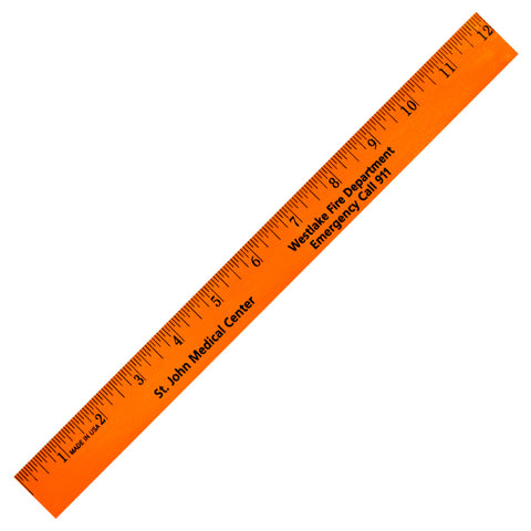 Custom 12" Fluorescent Wood Ruler - English Scale