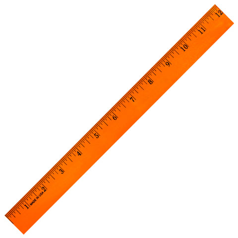 Custom 12" Fluorescent Wood Ruler - English Scale