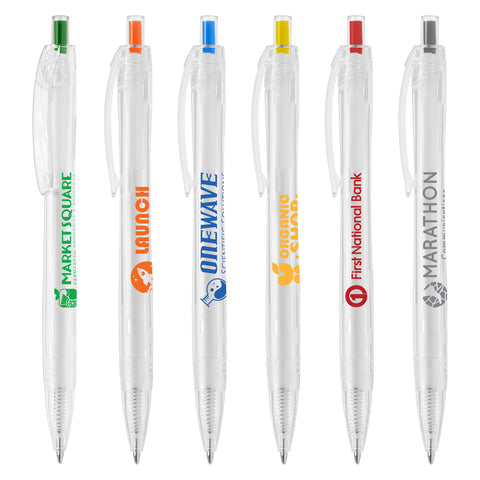 Promotional Aqua Clear RPET Recycled Plastic Pen Printed