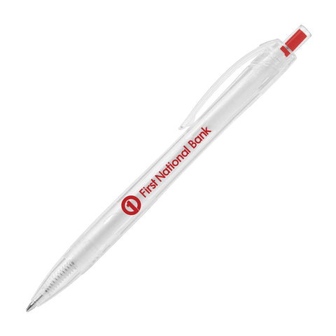 Promotional Aqua Clear RPET Recycled Plastic Pen Printed
