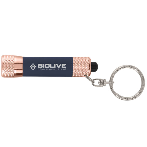 Laser Engraved Chroma Softy Rose Gold Classic LED Flashlight Keyrings