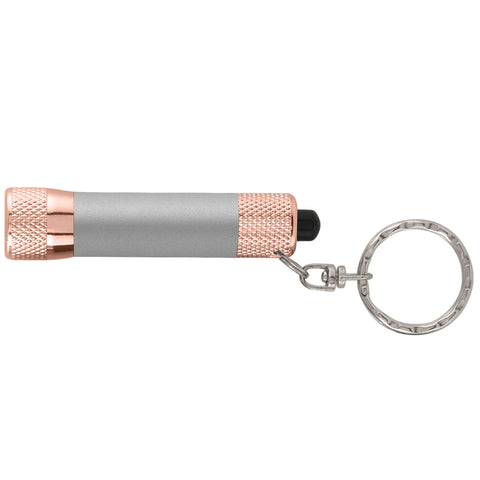 Promotional Chroma Softy Rose Gold LED Flashlight Keyring Printed Full Color