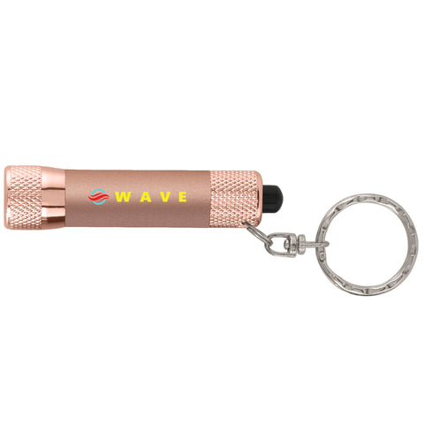 Promotional Chroma Softy Rose Gold LED Flashlight Keyring Printed Full Color