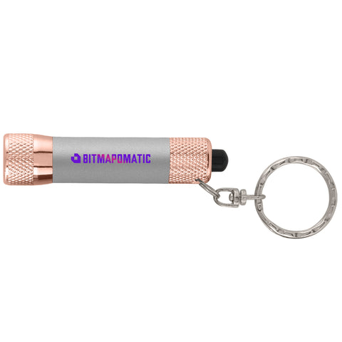 Promotional Chroma Softy Rose Gold LED Flashlight Keyring Printed Full Color