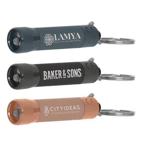 Personalized Chroma Softy Monochrome Metallic LED Flashlight with Keyring Laser Engraved