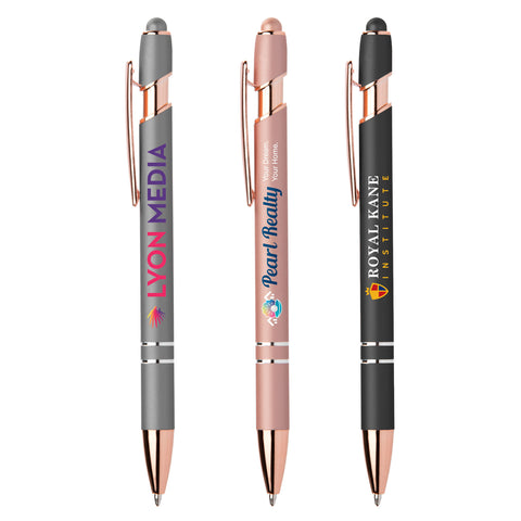 Ellipse Softy Rose Gold Metallic Stylus Pen Full Color Imprint