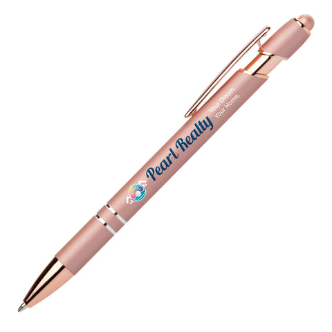 Ellipse Softy Rose Gold Metallic Stylus Pen Full Color Imprint