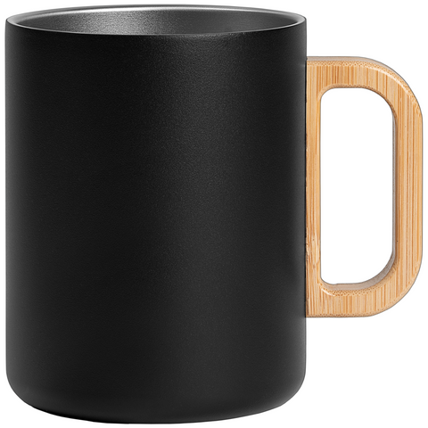 Vancouver 15 oz. Stainless Steel Double Wall Mug with Bamboo Handle Laser Engraved