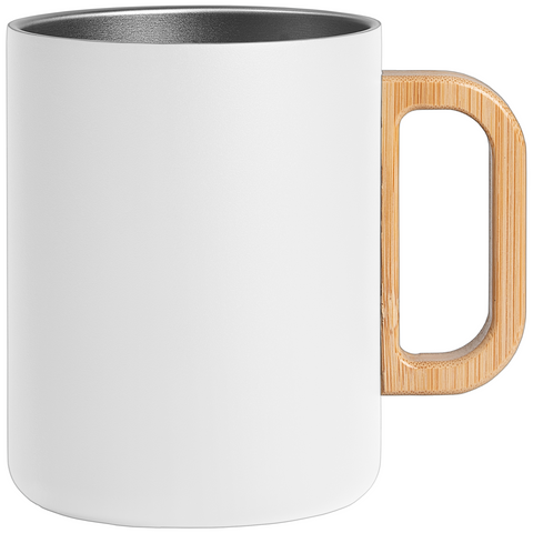 Vancouver 15 oz. Stainless Steel Double Wall Mug with Bamboo Handle Laser Engraved