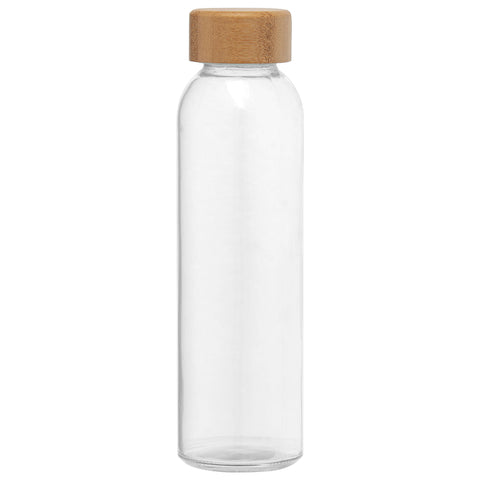 Promotional Alpine 17 oz. Glass Bottle with Bamboo Lid Printed