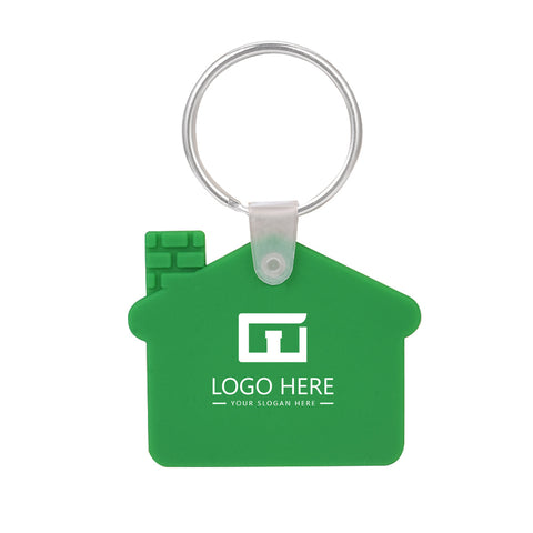 House Shape Silicone Keychain with Logo