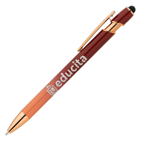 Promotional Ellipse Ombre Rose Gold Stylus Pen Laser Engraved