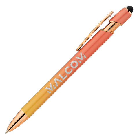 Promotional Ellipse Ombre Rose Gold Stylus Pen Laser Engraved