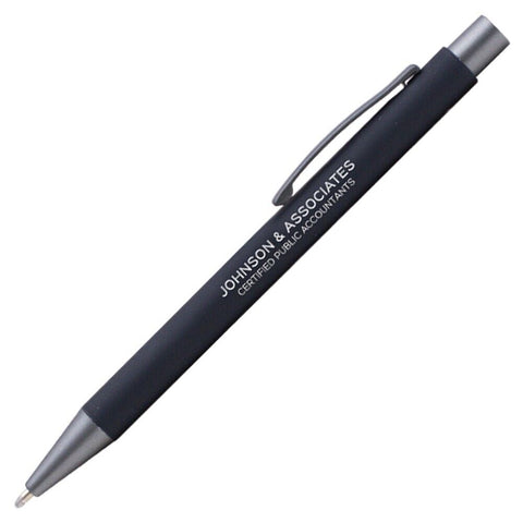 Bowie Softy Pen Laser Engraved With Your Imprint on 100 Promotional Metal Pens