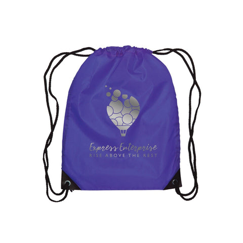 Custom Printed Broadway Drawstring Backpack Polyester Metallic imprint