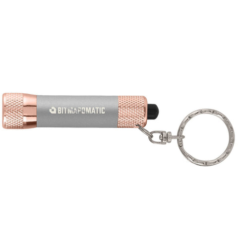 Personalized Chroma Softy Rose Gold LED Flashlight with Keyring Laser Engraved