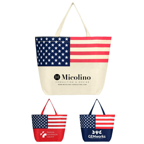 Promotional American Flag Non-Woven Tote Bag Printed