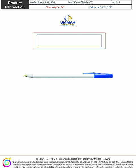 Personalized Superball Classic Stick Pen Printed with Your Logo in Full color