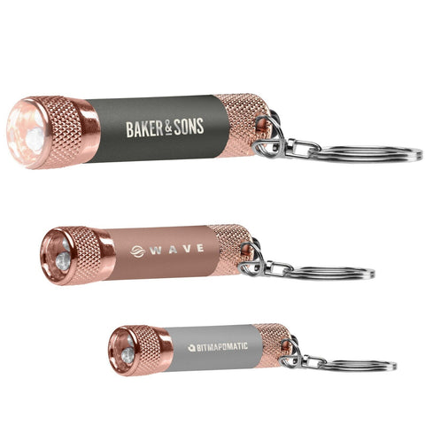 Personalized Chroma Softy Rose Gold LED Flashlight with Keyring Laser Engraved