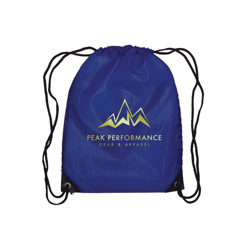 Custom Printed Broadway Drawstring Backpack Polyester Metallic imprint