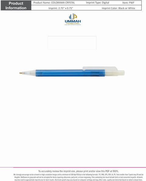 Personalized Colorama Crystal Click Pen Printed with Your Logo
