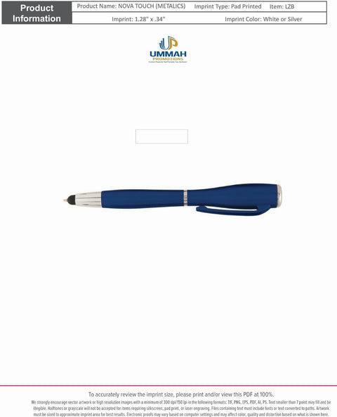 Personalized Nova Touch Flashlight Pen Printed with Your Logo