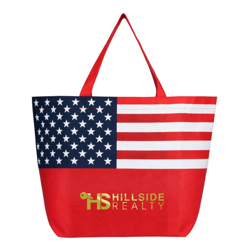 Personalized American Flag Non-Woven Tote Bag