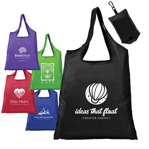 Promotional Santorini Foldaway Polyester Shopping Tote Bag Printed