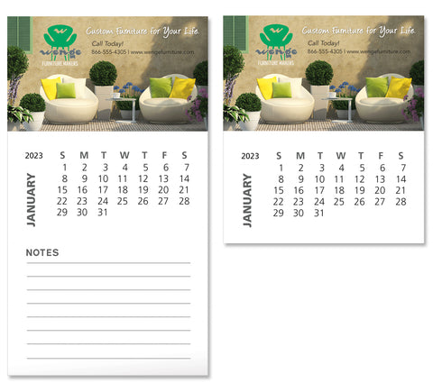 Custom Business Card Magnet with 12-Sheet Calendar Printed in Full Color