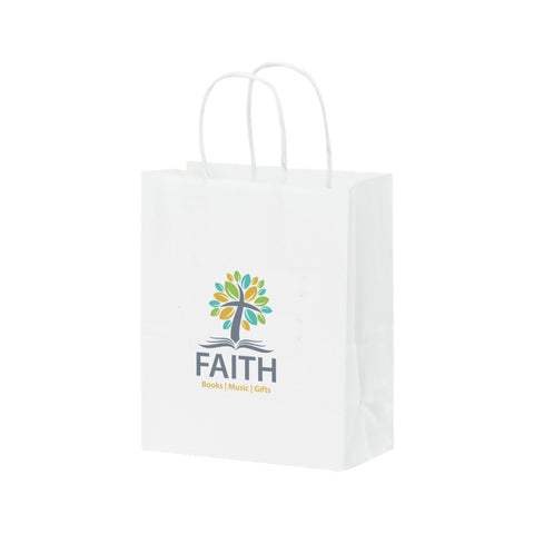 Promotional White Kraft Twisted Paper Handle Shopper Printed in Full Color
