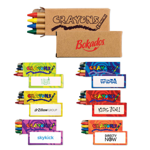 Personalized 4 Pack Standard Crayons Printed with Your Logo or Message