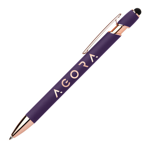 Promotional Ellipse Softy Rose Gold Classic Stylus Pen Laser Engraved Mirror