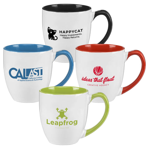 Personalized 16 oz. Two-Tone Ceramic Bistro Mug Printed with Your Logo