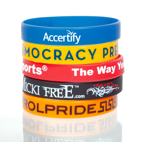 Personalized 1/2" Silk Screened Silicone Wristband Printed