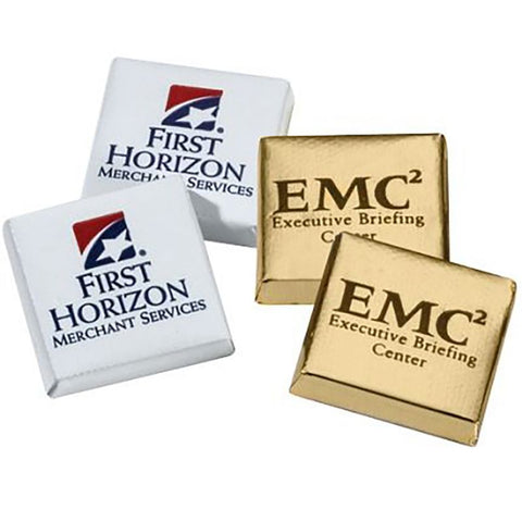 Personalized Gourmet 1 1/4" Chocolate Squares Wrapped In Foil