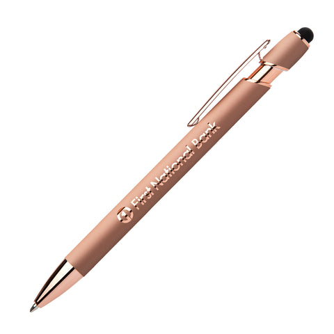 Promotional Ellipse Softy Rose Gold Classic Stylus Pen Laser Engraved Mirror