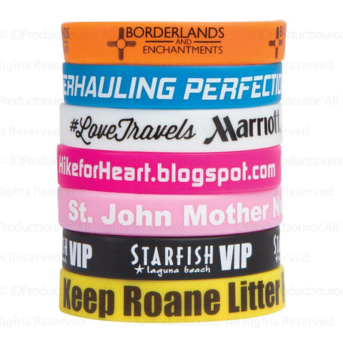 Personalized 1/2" Silk Screened Silicone Wristband Printed