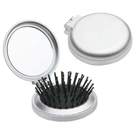 Promotional Travel Disk Brush & Mirror Printed with Your Logo